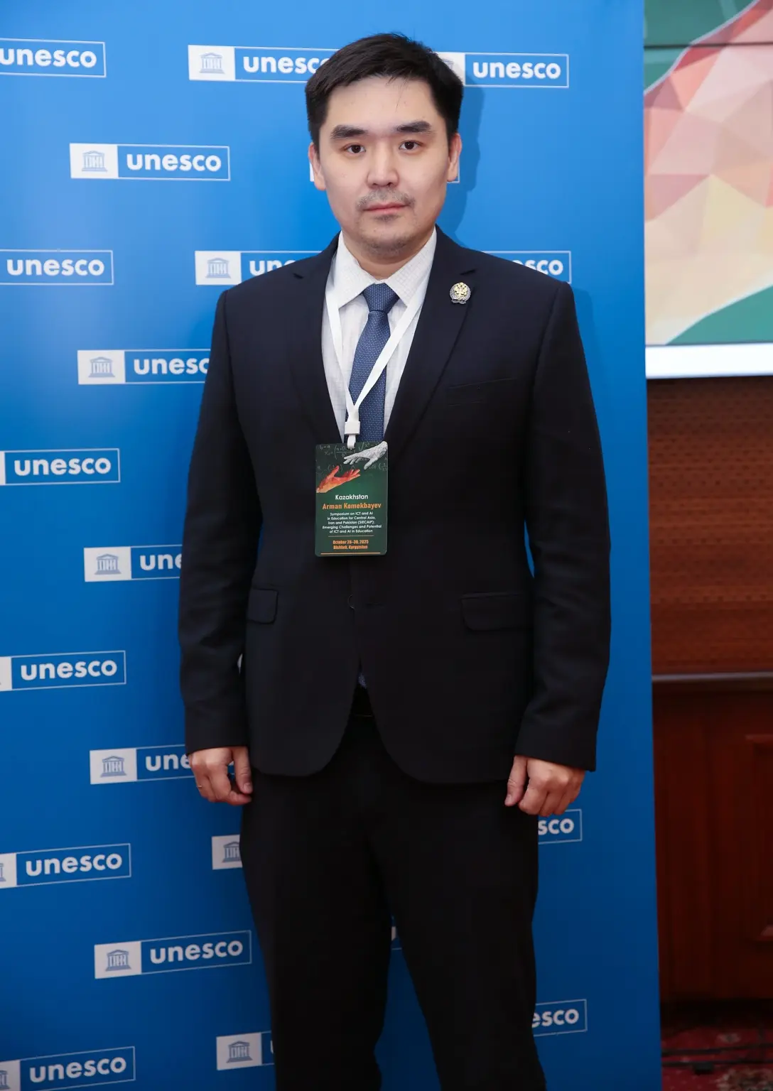 Arman Komekbayev at an international UNESCO event